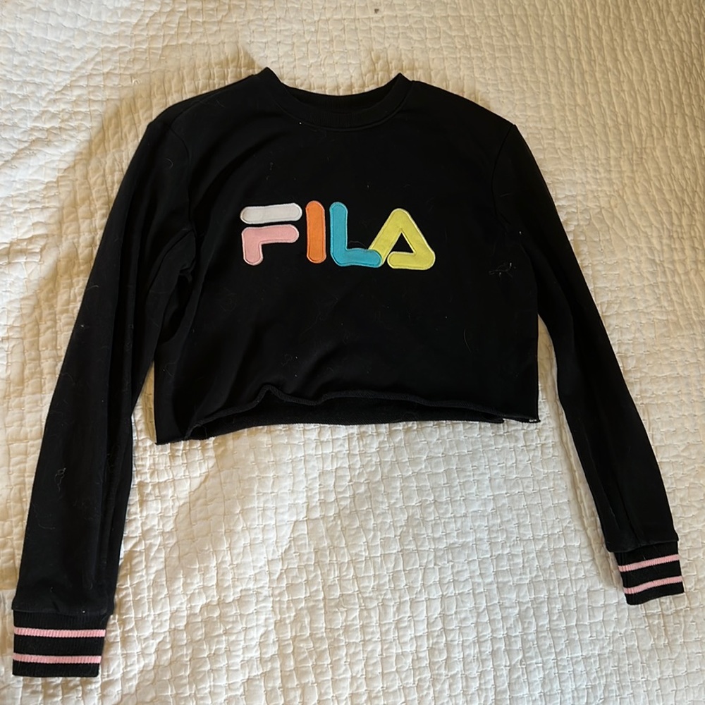 Black Fila cutoff sweatshirt